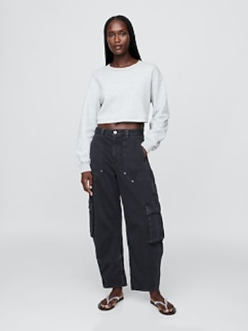 Mid Rise Barrel Cargo Pants