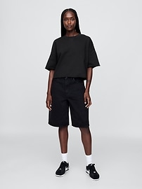 French Terry Cropped Rolled Hem Sweatshirt