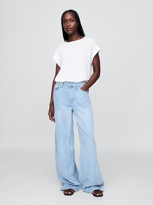 Image number 2 showing, Linen-Blend Roll-Cuff T-Shirt