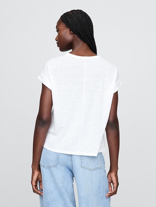 Image number 3 showing, Linen-Blend Roll-Cuff T-Shirt