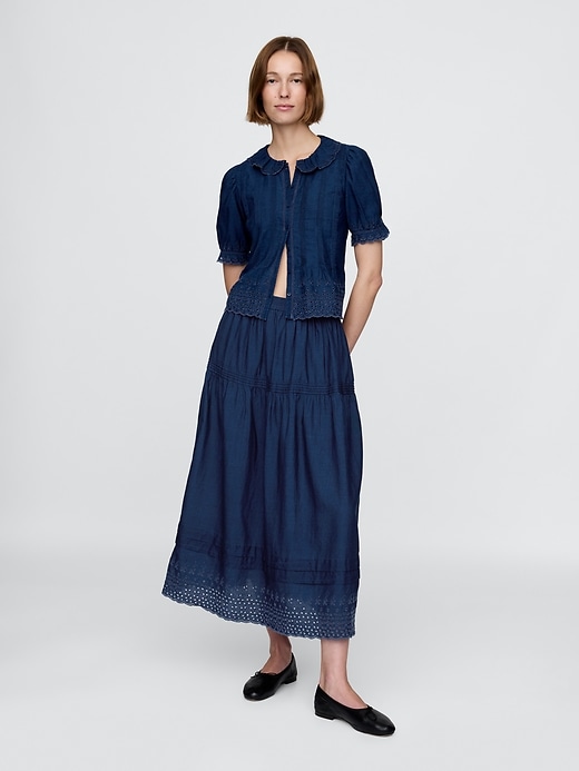 Image number 1 showing, Gap × DÔEN Eyelet Midi Skirt