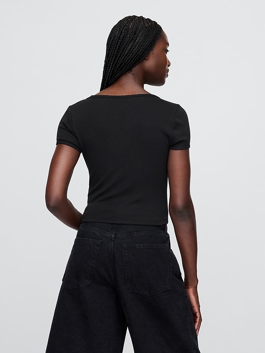 Image number 3 showing, Modern Cropped Cap-Sleeve T-Shirt