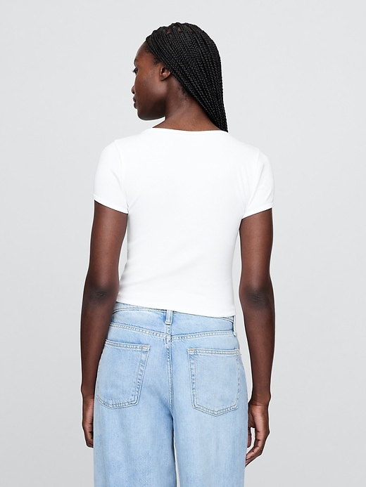 Image number 3 showing, Modern Cropped Cap-Sleeve T-Shirt