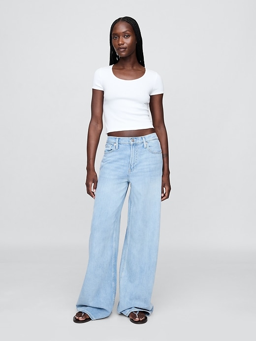 Image number 2 showing, Modern Cropped Cap-Sleeve T-Shirt