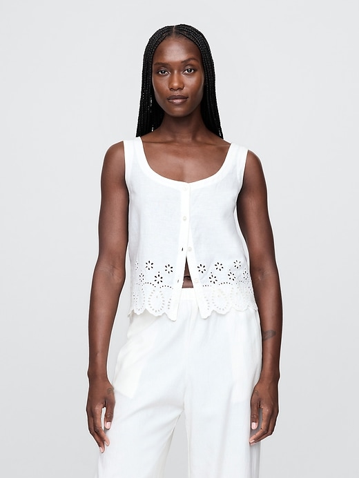 Image number 1 showing, Linen-Blend Embroidered Vest