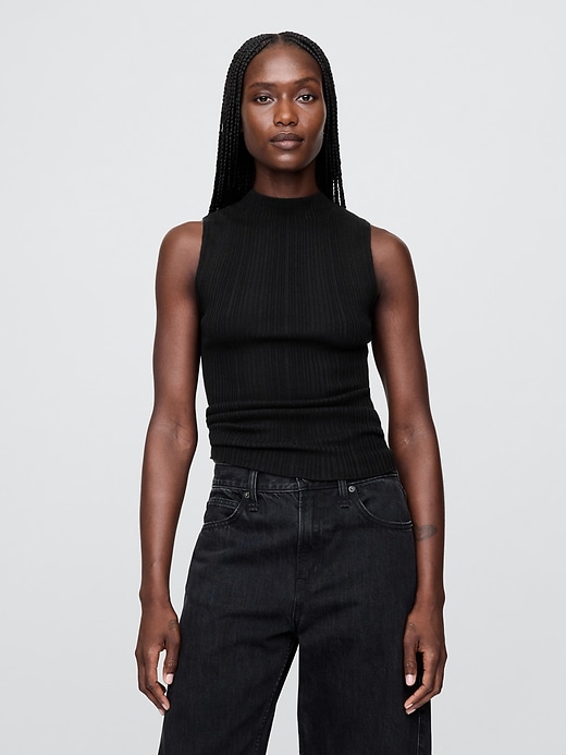 Image number 1 showing, Mockneck Rib Tank Top