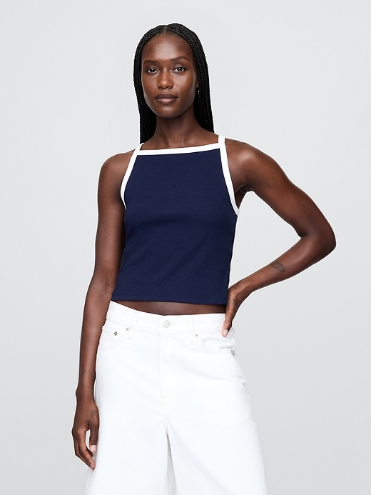 Image number 1 showing, Modern Apron-Neck Cropped Tank Top