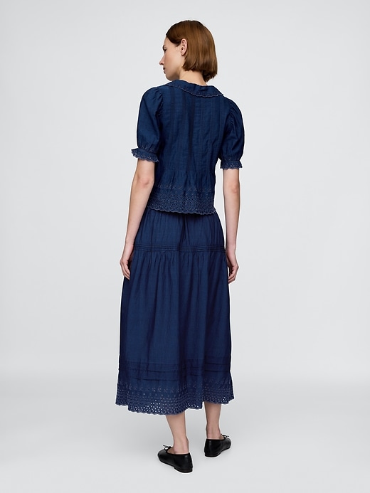 Image number 2 showing, Gap × DÔEN Eyelet Midi Skirt