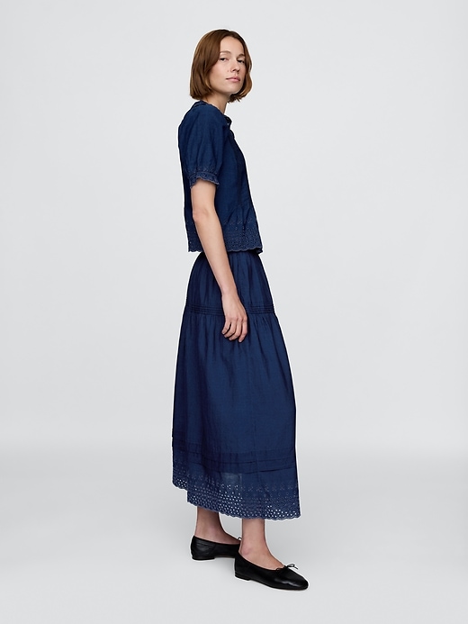 Image number 3 showing, Gap × DÔEN Eyelet Midi Skirt