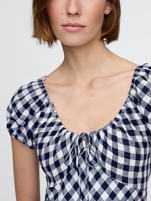 Image number 2 showing, Gap × DÔEN 100% Linen Gingham Midi Dress
