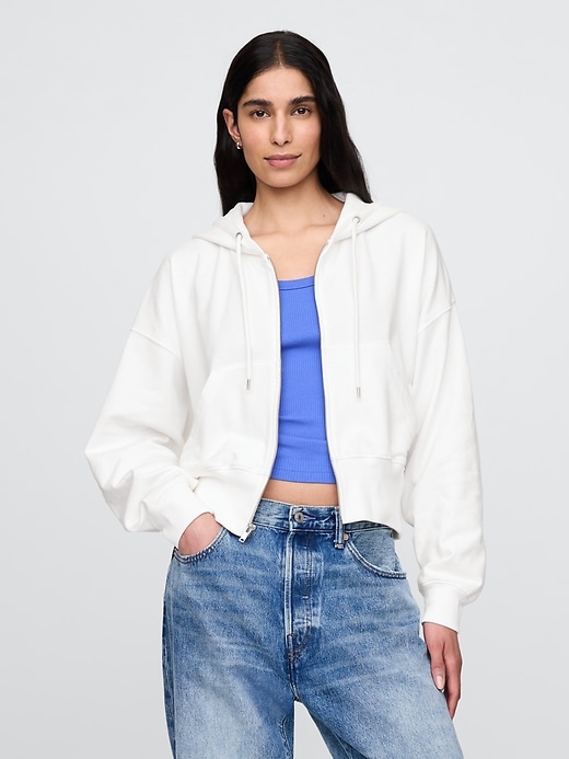Image number 1 showing, Heavyweight French Terry Oversized Zip Wedge Hoodie
