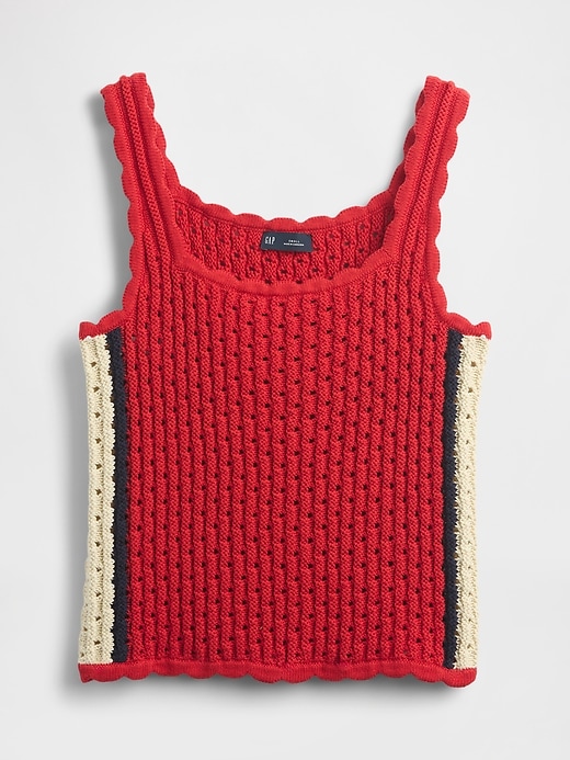 Image number 4 showing, 100% Cotton Crochet Cropped Tank Top