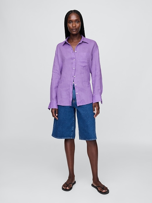 Image number 2 showing, 100% Linen Oversized Shirt