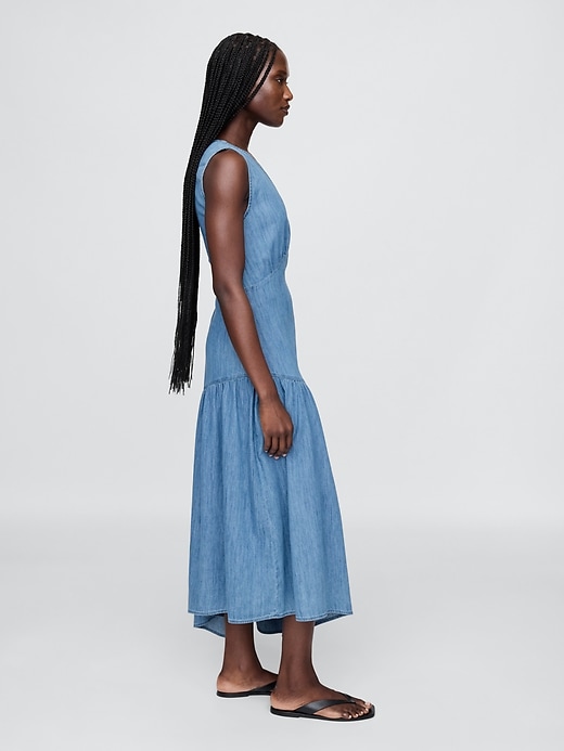 Image number 3 showing, Denim Asymmetrical Midi Dress