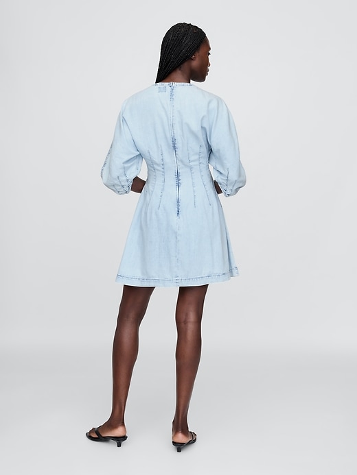 Image number 2 showing, Denim Split-Neck Mini Dress