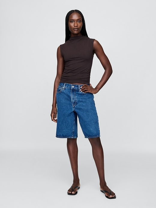 Image number 2 showing, Modern Funnel-Neck Ruched Cropped Tank Top