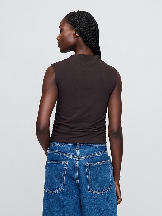Image number 3 showing, Modern Funnel-Neck Ruched Cropped Tank Top