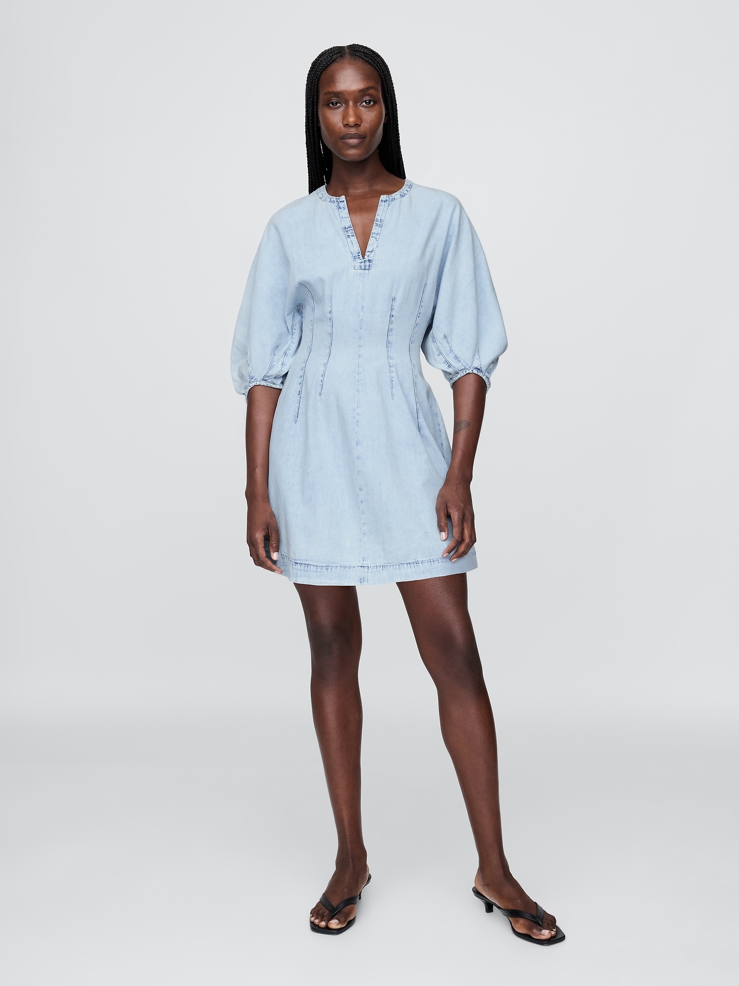 Gap Denim Split-neck Mini Dress
