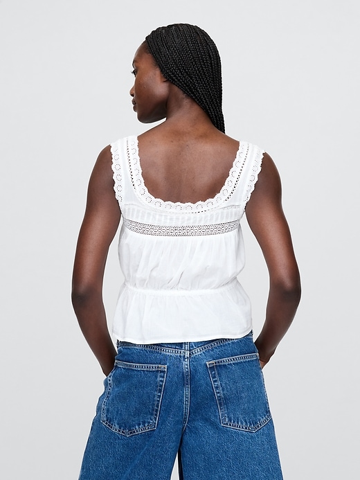 Image number 3 showing, Lace-Trim Peplum Crop Top