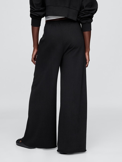 Image number 3 showing, French Terry Wide-Leg Rolled Hem Sweatpants