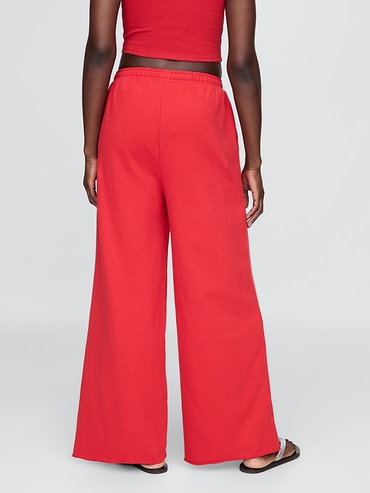 Image number 3 showing, French Terry Wide-Leg Rolled Hem Sweatpants