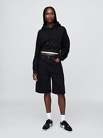 French Terry Oversized Crop Hoodie