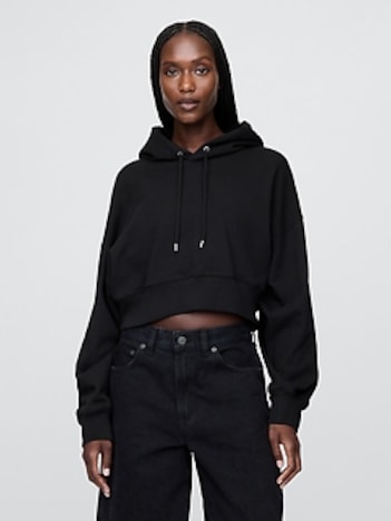 French Terry Cropped Oversized Hoodie