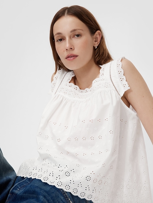Image number 7 showing, Gap × DÔEN Eyelet Top