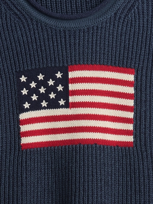 Image number 5 showing, 100% Cotton Cropped Oversized Americana Rib Sweater