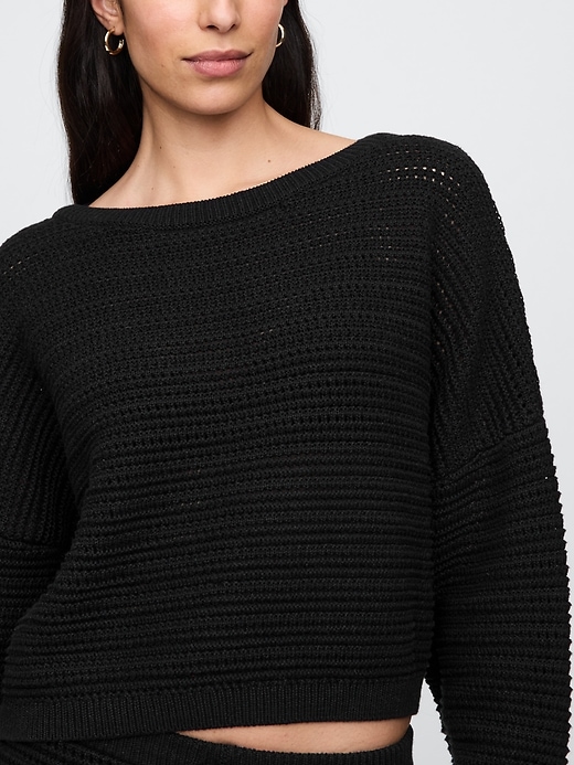 Image number 5 showing, Crochet Boatneck Crop Sweater