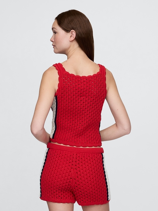 Image number 3 showing, 100% Cotton Crochet Cropped Tank Top