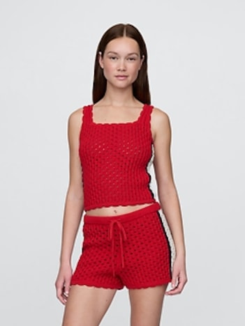 100% Cotton Crochet Cropped Tank Top
