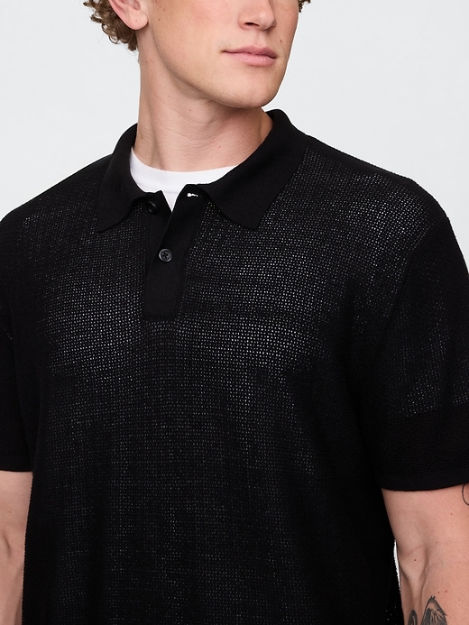 Image number 4 showing, Textured Crochet Polo Shirt