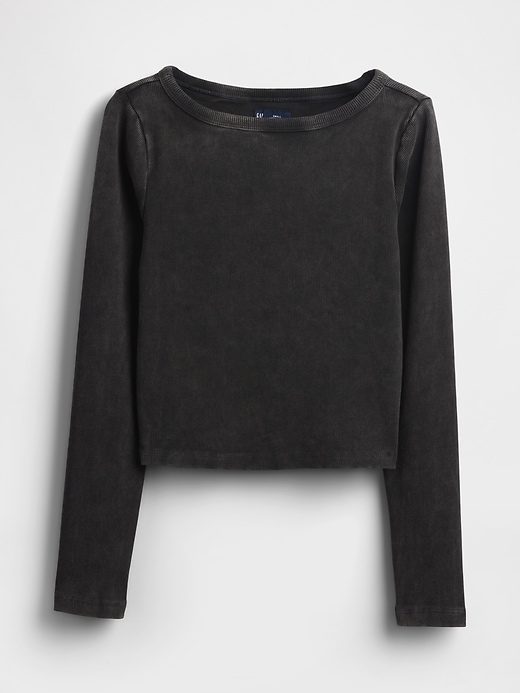 Image number 4 showing, Heavyweight Rib Cropped Boatneck T-Shirt