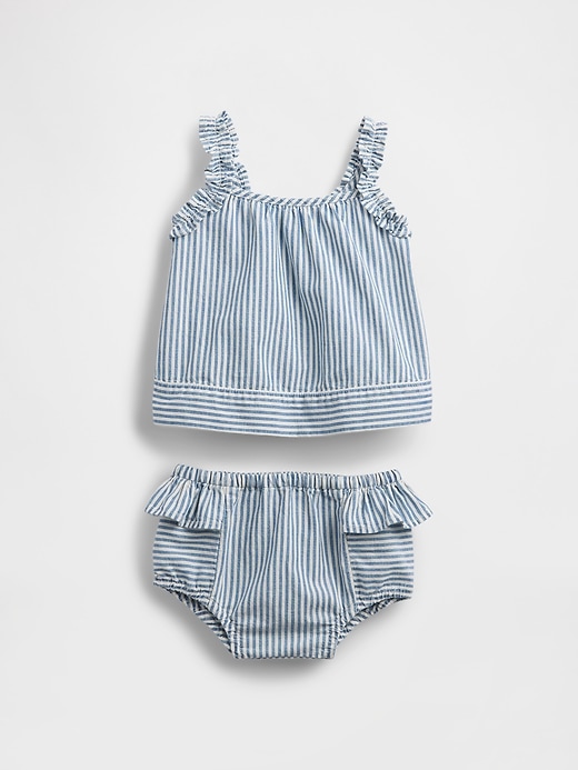 Image number 1 showing, Baby Denim Stripe Outfit Set