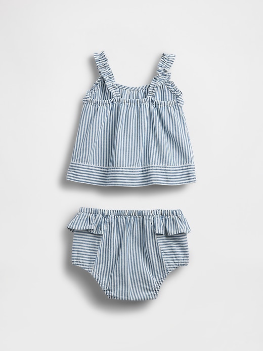 Image number 2 showing, Baby Denim Stripe Outfit Set