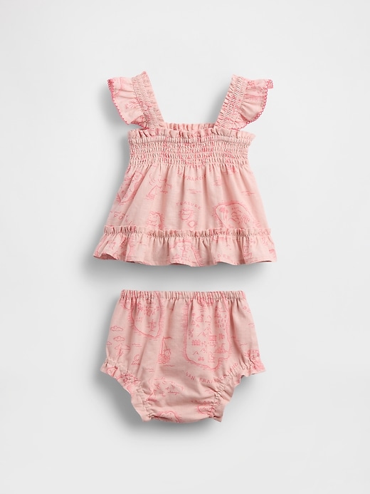 Image number 2 showing, Baby Linen-Cotton Toile Outfit Set