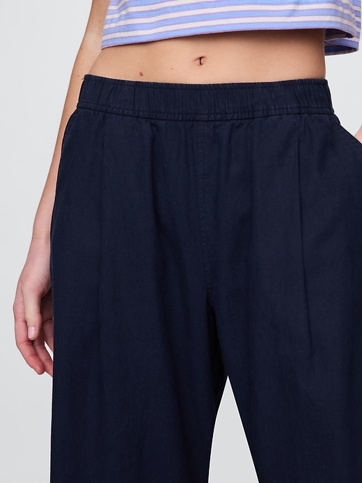 Image number 8 showing, Mid Rise Linen-Blend Easy Barrel Pants
