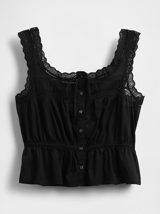 Image number 5 showing, Lace-Trim Peplum Crop Top