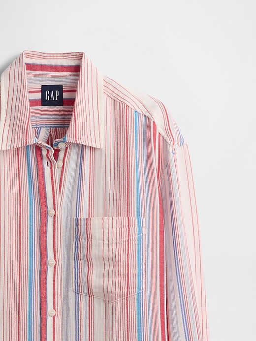 Image number 5 showing, Crinkle Gauze Button-Down Shirt