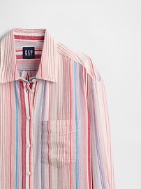 Crinkle Gauze Button-Down Shirt