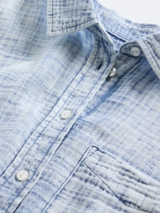 Image number 5 showing, Crinkle Gauze Denim Oversized Shirt
