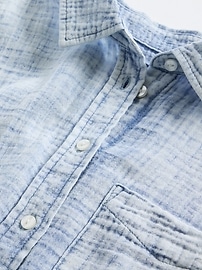 Crinkle Gauze Denim Oversized Shirt