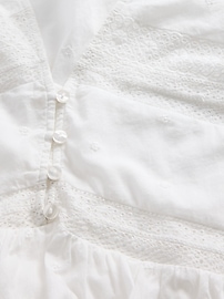 Lace-Trim Flutter-Sleeve Top