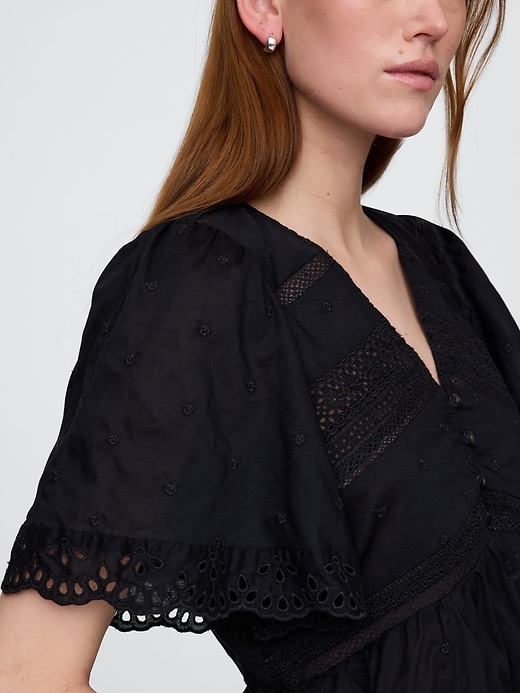 Image number 5 showing, Lace-Trim Flutter-Sleeve Top