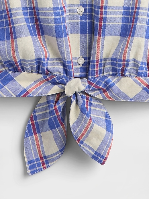 Image number 5 showing, Linen-Blend Cropped Tie-Front Shirt