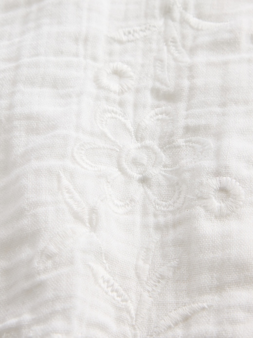 Image number 5 showing, Cotton Gauze Embroidered V-Neck Top