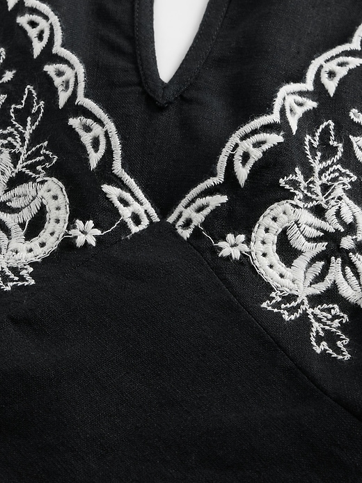 Image number 5 showing, Linen-Blend Embroidered Halter Top