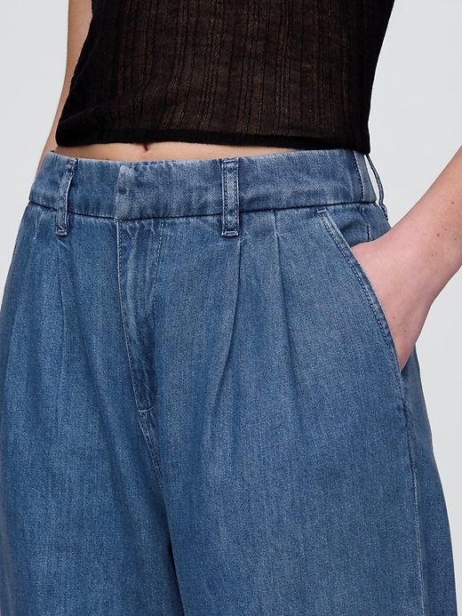 Image number 8 showing, 365 High Rise UltraSoft Denim Pleated Ankle Trousers