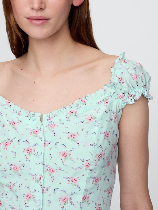 Image number 5 showing, Puff-Sleeve Sweetheart Mini Dress